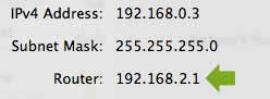 The router's IP is 192.168.2.1 according to the Mac.